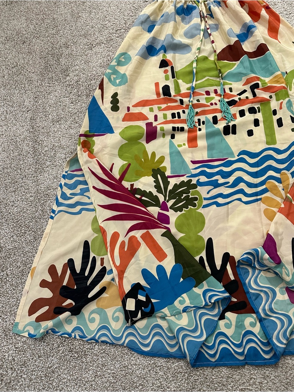 Mediterranean Print Strapless Maxi Dress – Size Small - Picture 6 of 9